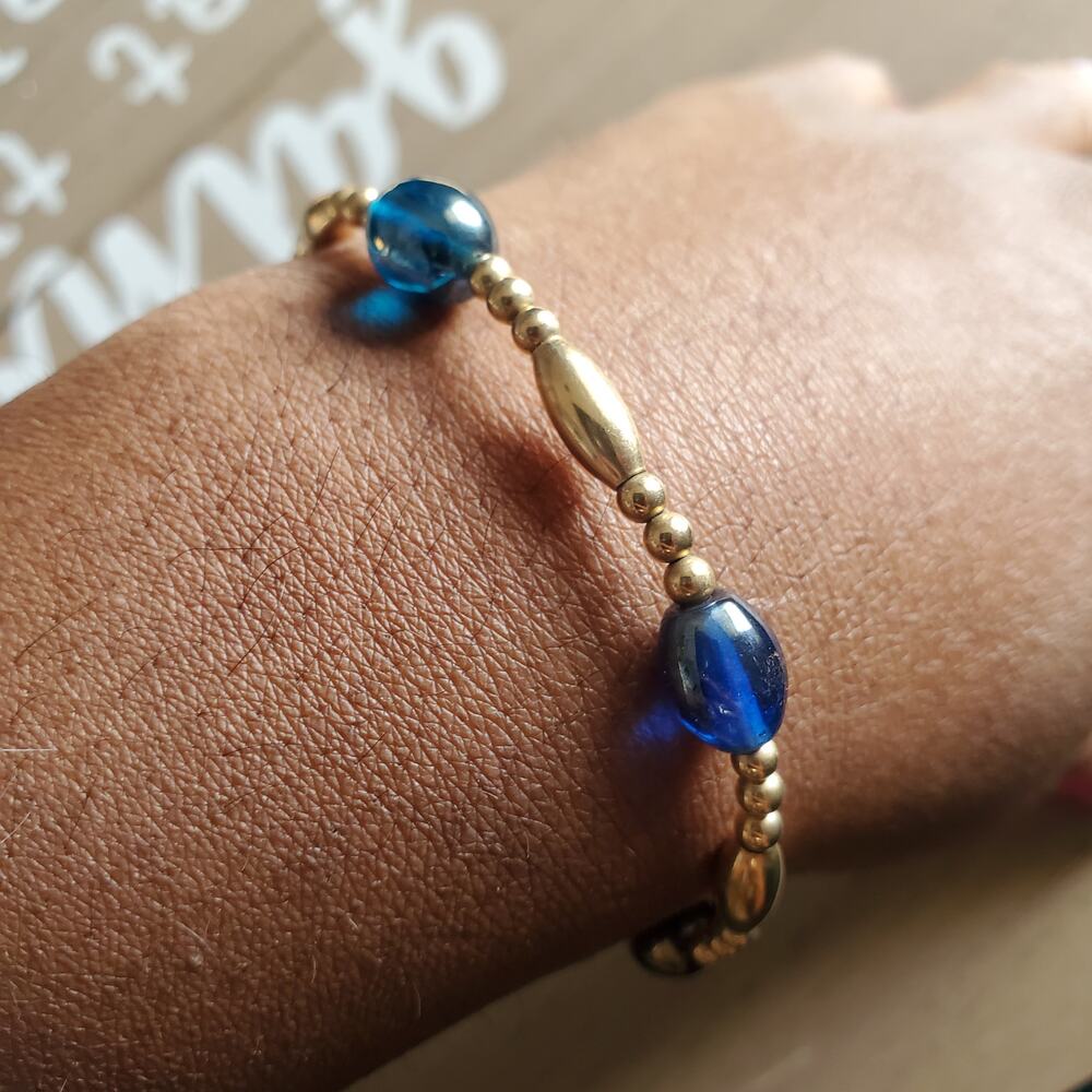 14KGF Gold Beaded Bracelet Lobster Clasp